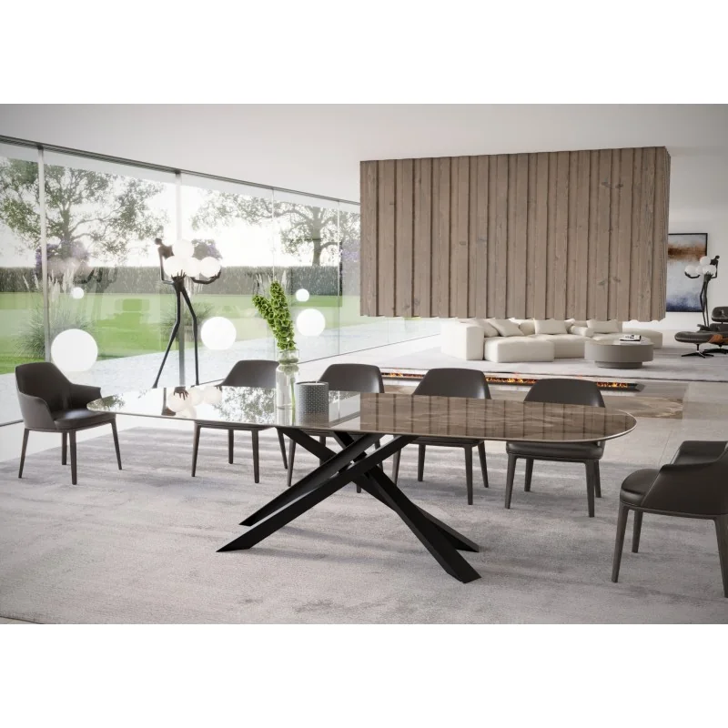 Τραπέζι Lince από χαλαζία σχήμα βαρελιού 200x106cm 220x110cm 240x114cm