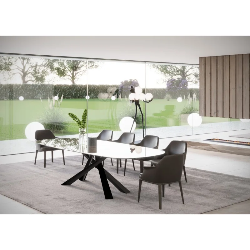 Dining table Lince XL Quartz stone barel shape 260-280 x 117cm