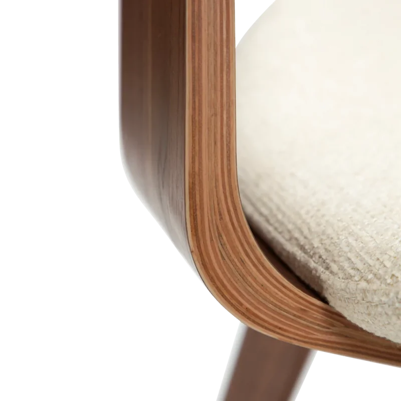 Chair Buckle walnut by Jacob Amtorp with boucle fabric 57 x 58 x 82cm