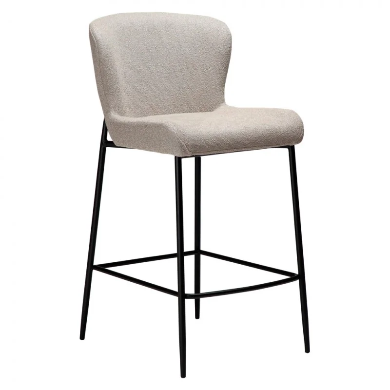Bar Stool Glam Black Frame by Sanne Protin grey-beige boucle 49x58x96