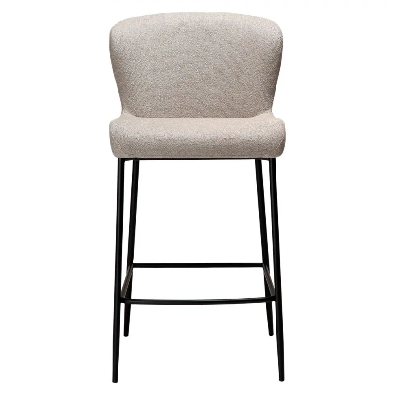 Bar Stool Glam Black Frame by Sanne Protin grey-beige boucle 49x58x96