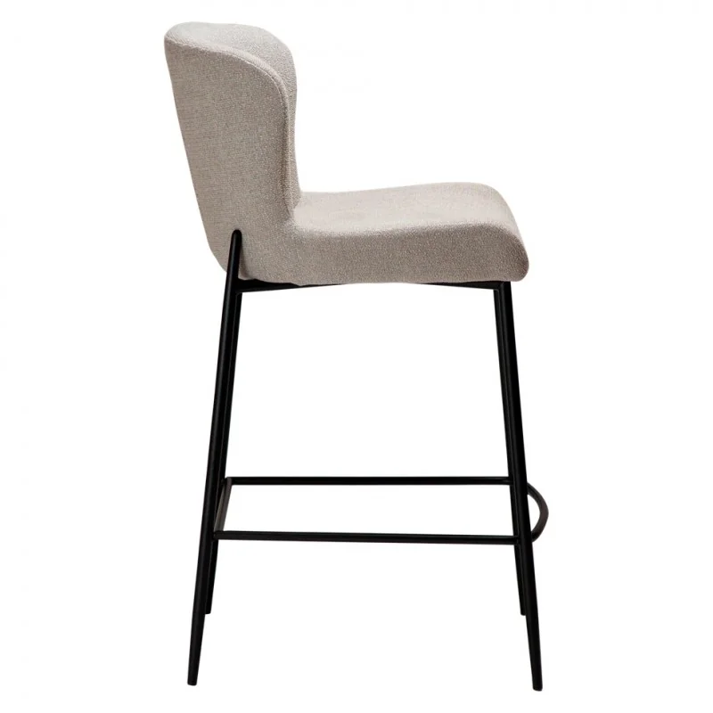 Σκαμπό Bar Glam Black Frame by Sanne Protin γκρι-μπεζ μπουκλέ 49x58x96