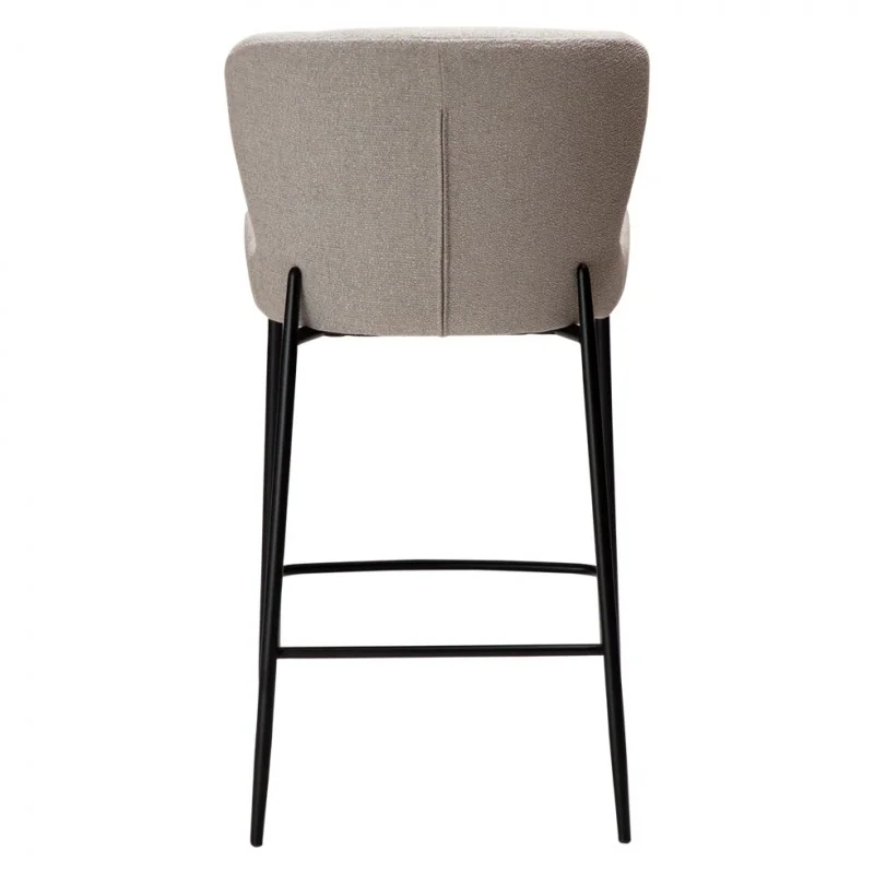 Σκαμπό Bar Glam Black Frame by Sanne Protin γκρι-μπεζ μπουκλέ 49x58x96