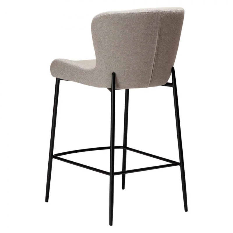 Bar Stool Glam Black Frame by Sanne Protin grey-beige boucle 49x58x96