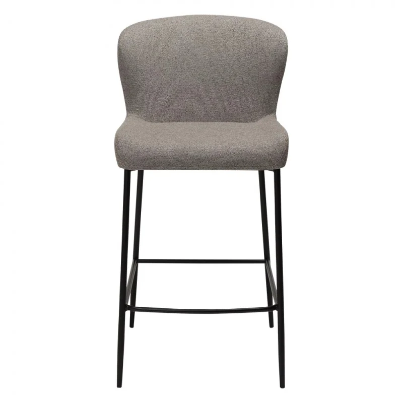 Bar Stool Glam Black Frame by Sanne Protin grey-brown boucle 49x58x96