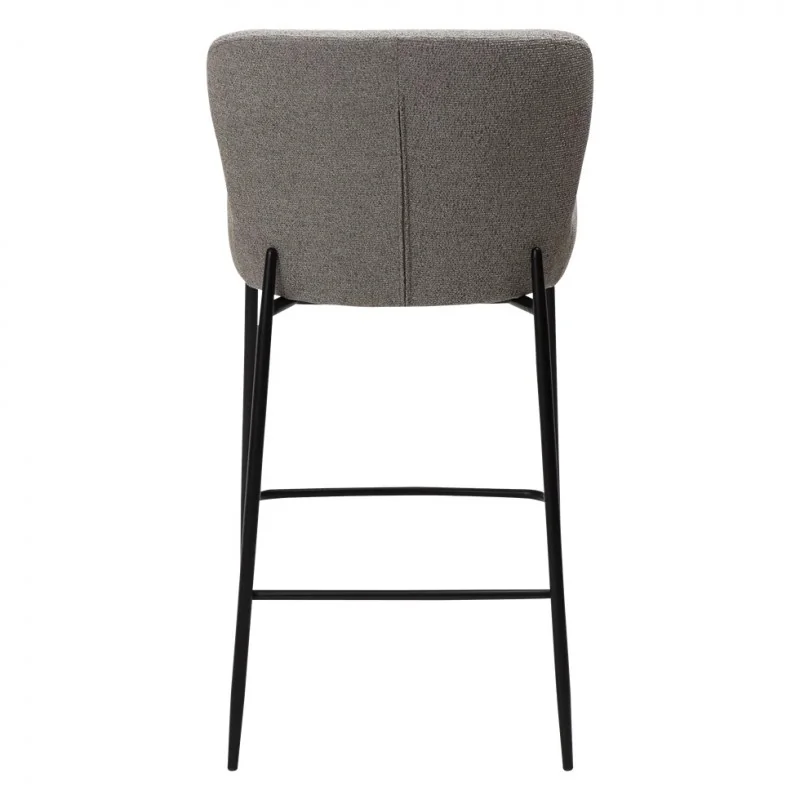 Bar Stool Glam Black Frame by Sanne Protin grey-brown boucle 49x58x96