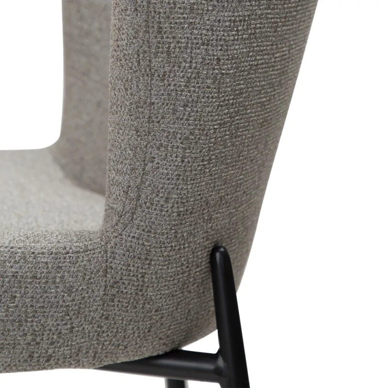 Bar Stool Glam Black Frame by Sanne Protin grey-brown boucle 49x58x96