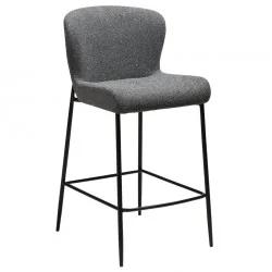 Bar Stool Glam Black Frame by Sanne Protin dark grey boucle 49x58x96cm