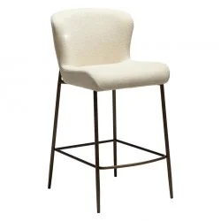 Σκαμπό Bar Glam Brass Frame by Sanne Protin ιβουάρ μπουκλέ 49x58x96cm