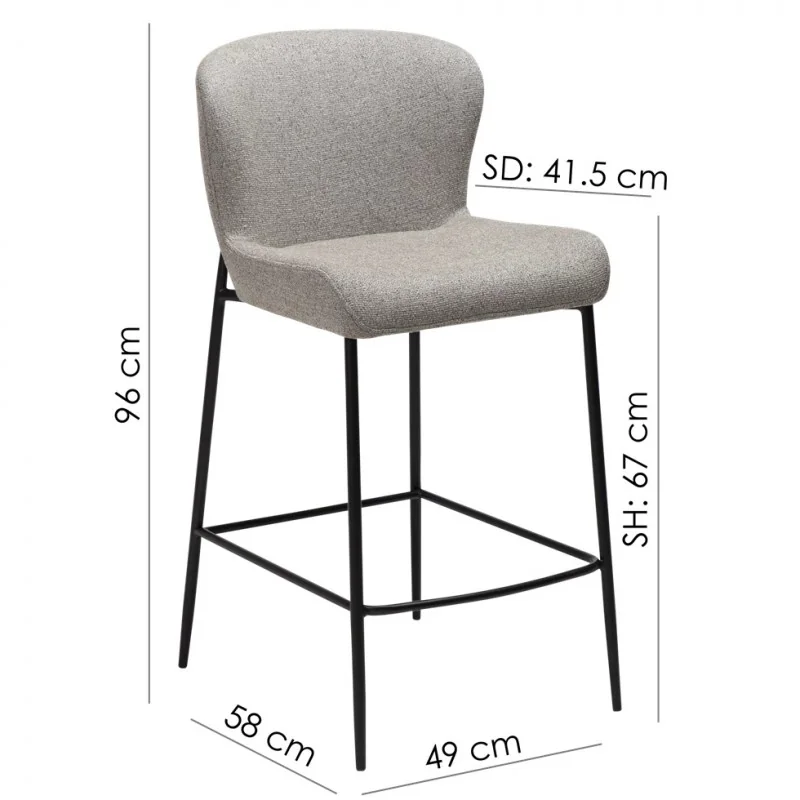 Σκαμπό Bar Glam Brass Frame by Sanne Protin καφέ μπουκλέ 49x58x96cm