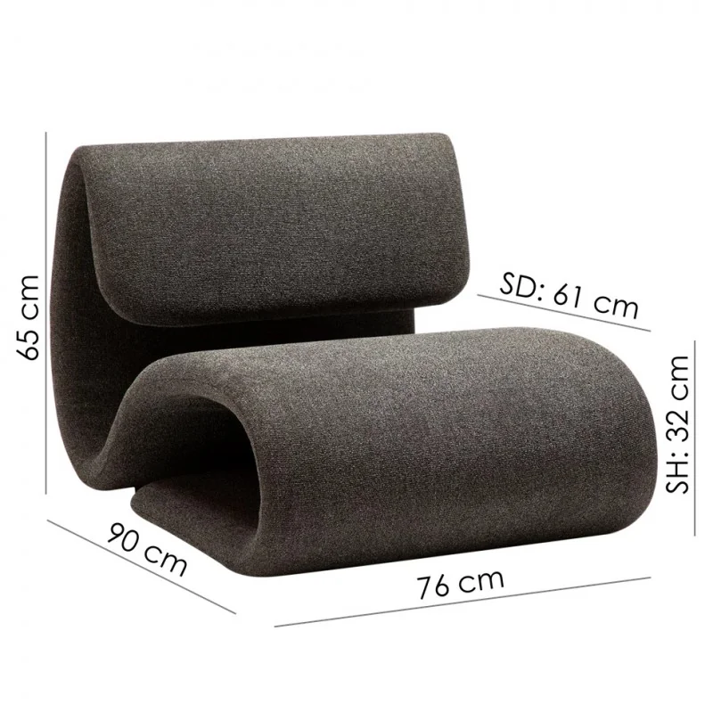 Lounge Chair Dubna by M.Georgsen beige boucle fabric 75 x 92 x 64cm