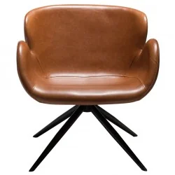 Swivel Armchair Gaia by Finn Nielsen brown faux leather 70 x 64 x 73cm