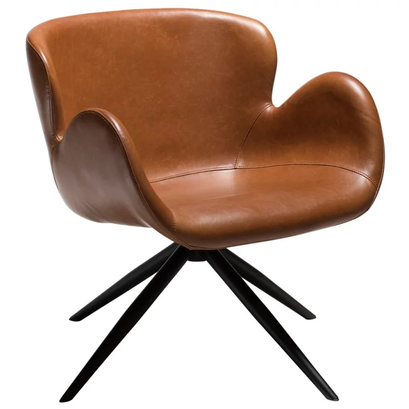 Swivel Armchair Gaia by Finn Nielsen brown faux leather 70 x 64 x 73cm