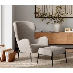 Armchair Glam Black Frame by Sanne Protin grey-beige boucle 74x82x85cm