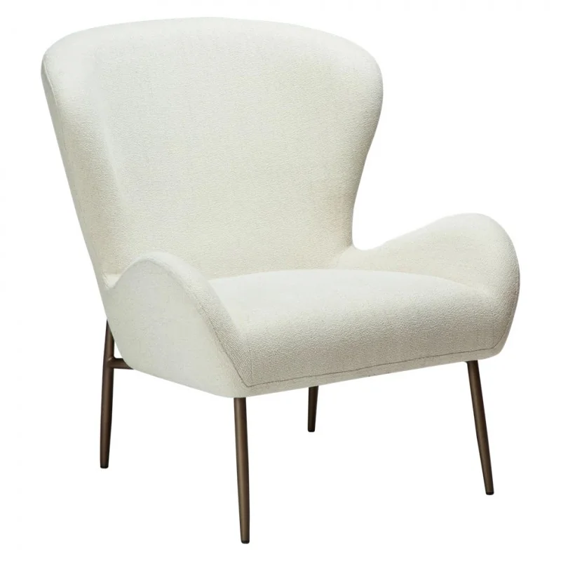 Πολυθρόνα Glam Brass Frame by Sanne Protin υπόλευκο μπουκλέ 74x82x85cm