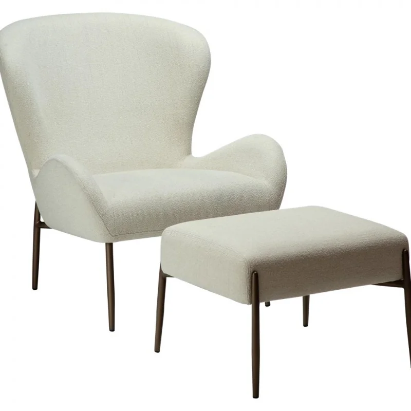 Armchair Glam Brass Frame by Sanne Protin off-white boucle 74x82x85cm