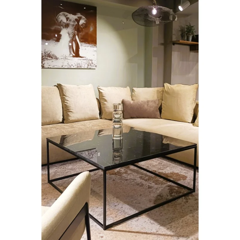 Coffee table Key West Black marble top 80 x 80cm & 100 x 100cm