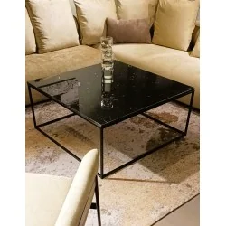Coffee table Key West Black marble top 80 x 80cm & 100 x 100cm