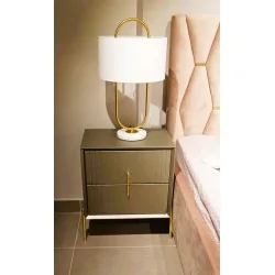 Nightstand Milano perled moca lacquered with two drawers 48x34x59cm