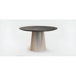 Round dining table Brisa of solid oak wood & concrete top ⌀130cm