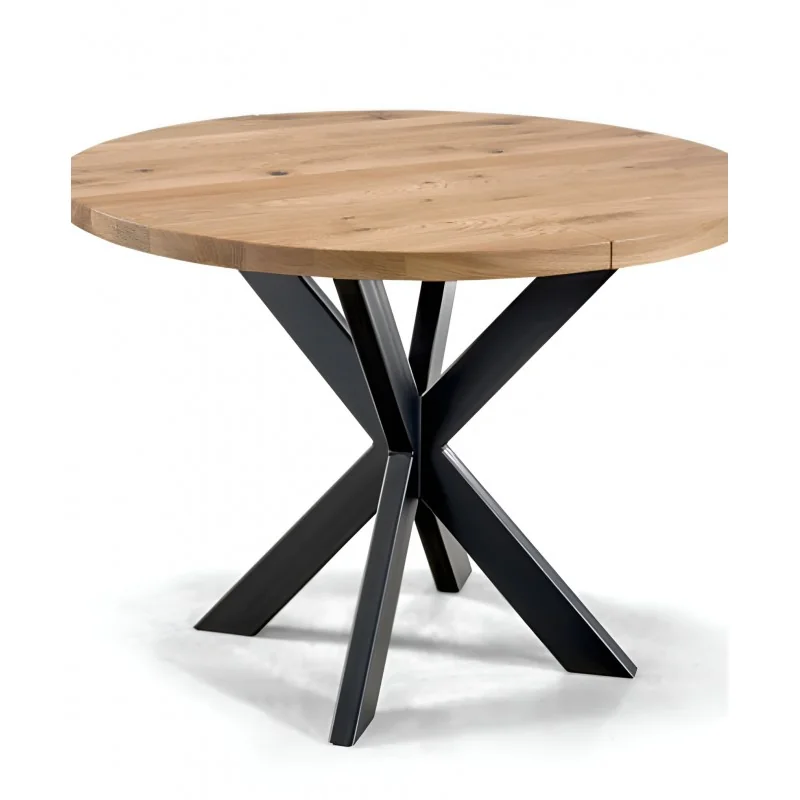 Extendable Round Dining table Lexus of solid oak wood ⌀120 +45-60-90cm