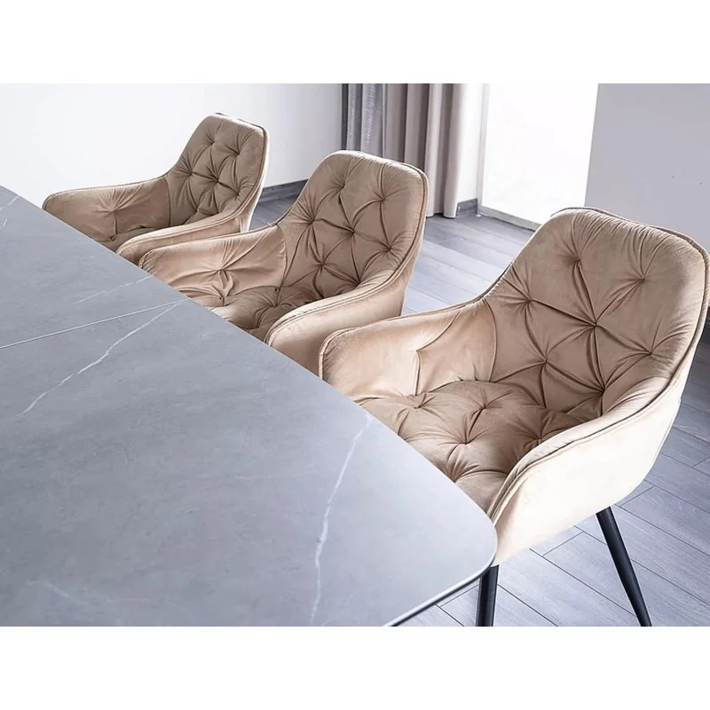Chair with armrests Cherry with beige velvet 57 x 58 x 87cm