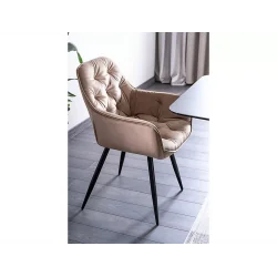 Chair with armrests Cherry with beige velvet 57 x 58 x 87cm