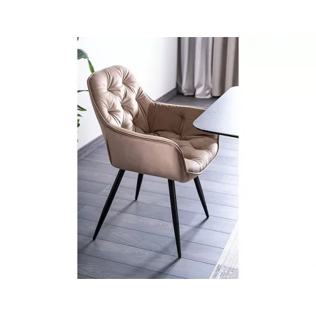 Chair with armrests Cherry with beige velvet 57 x 58 x 87cm