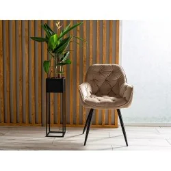 Chair with armrests Cherry with beige velvet 57 x 58 x 87cm