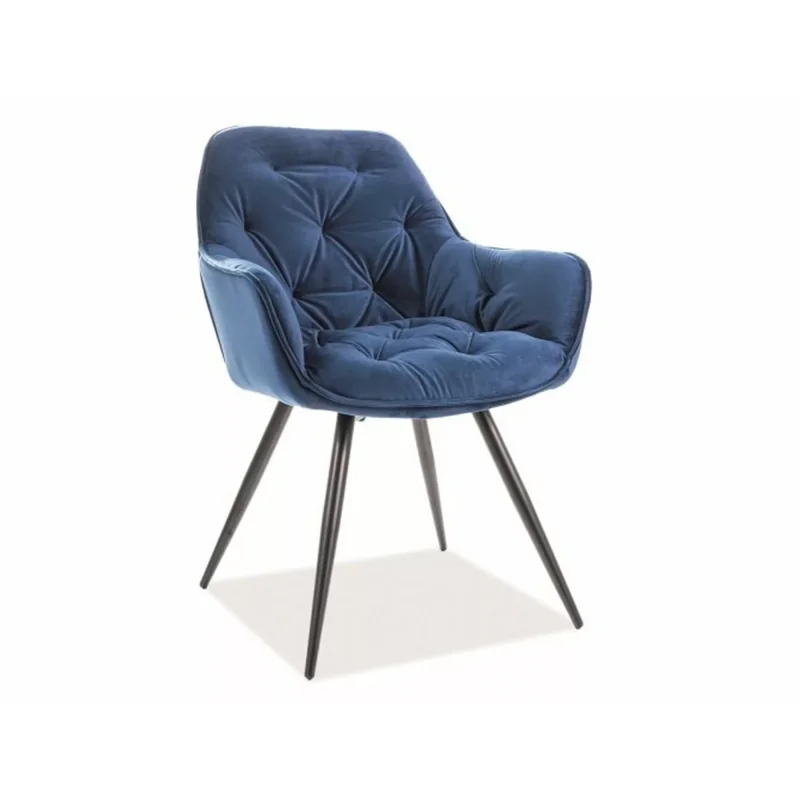 Chair with armrests Cherry with dark blue velvet 57 x 58 x 87cm