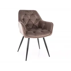 Καρέκλα με μπράτσα Cherry σε καφέ βελούδο 57 x 58 x 87cm