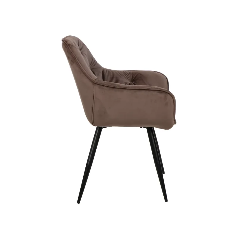 Καρέκλα με μπράτσα Cherry σε καφέ βελούδο 57 x 58 x 87cm