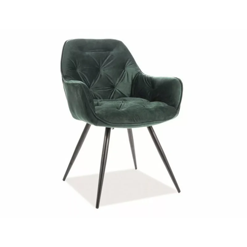Chair with armrests Cherry with dark green velvet 57 x 58 x 87cm