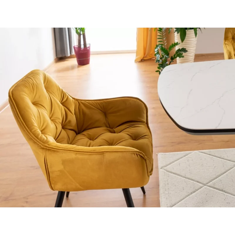 Chair with armrests Cherry with gold color velvet 57 x 58 x 87cm