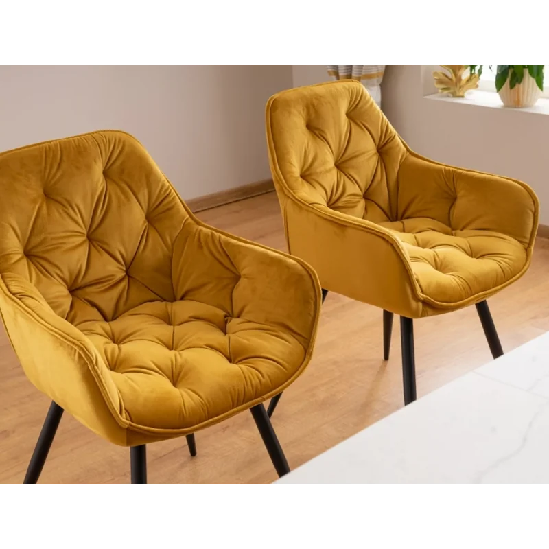 Chair with armrests Cherry with gold color velvet 57 x 58 x 87cm
