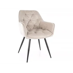 Chair with armrests Cherry with Ivory color velvet 57 x 58 x 87cm