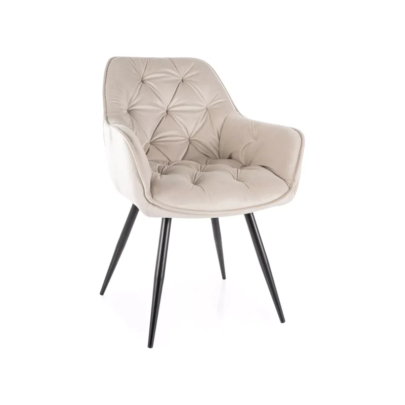 Chair with armrests Cherry with Ivory color velvet 57 x 58 x 87cm