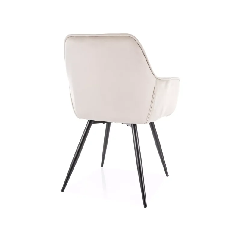 Chair with armrests Cherry with Ivory color velvet 57 x 58 x 87cm