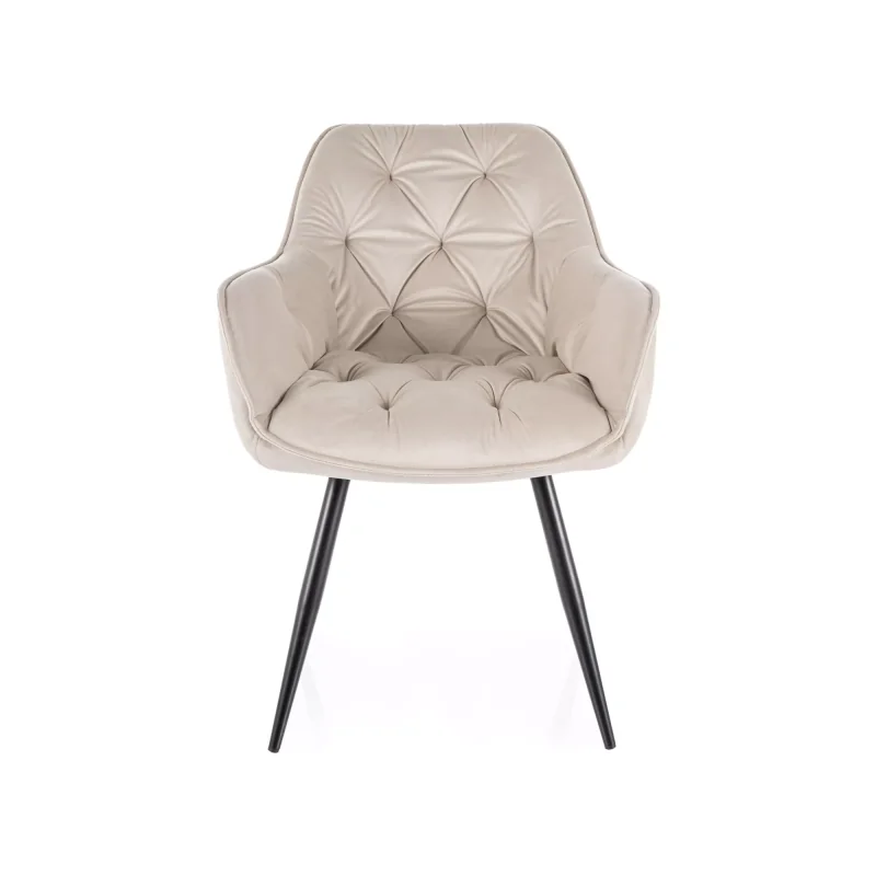 Chair with armrests Cherry with Ivory color velvet 57 x 58 x 87cm