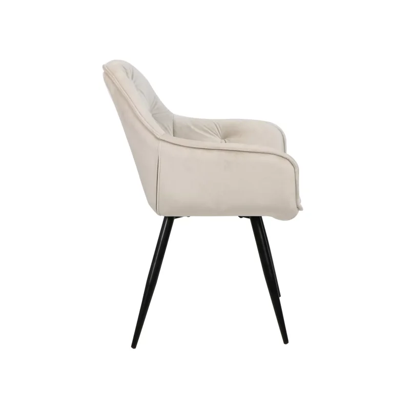 Chair with armrests Cherry with Ivory color velvet 57 x 58 x 87cm
