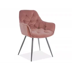 Chair with armrests Cherry with dusty pink color velvet 57 x 58 x 87cm