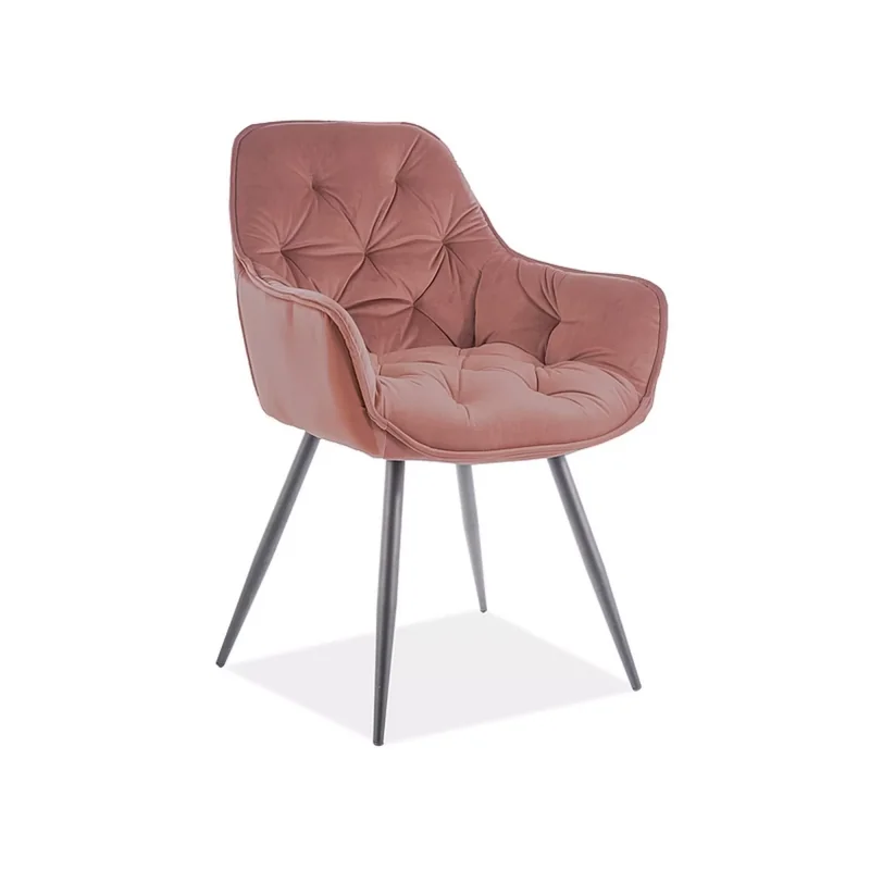 Chair with armrests Cherry with dusty pink color velvet 57 x 58 x 87cm