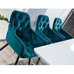 Chair with armrests Cherry with petrol color velvet 57 x 58 x 87cm