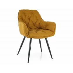 Chair with armrests Cherry with goldish color fabric 57 x 58 x 87cm