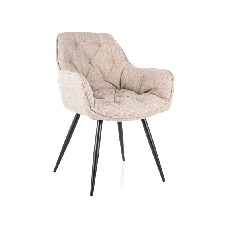 Chair with armrests Cherry with Ivory color fabric 57 x 58 x 87cm