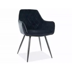 Chair with armrests Linea with black velvet 57 x 58 x 87cm