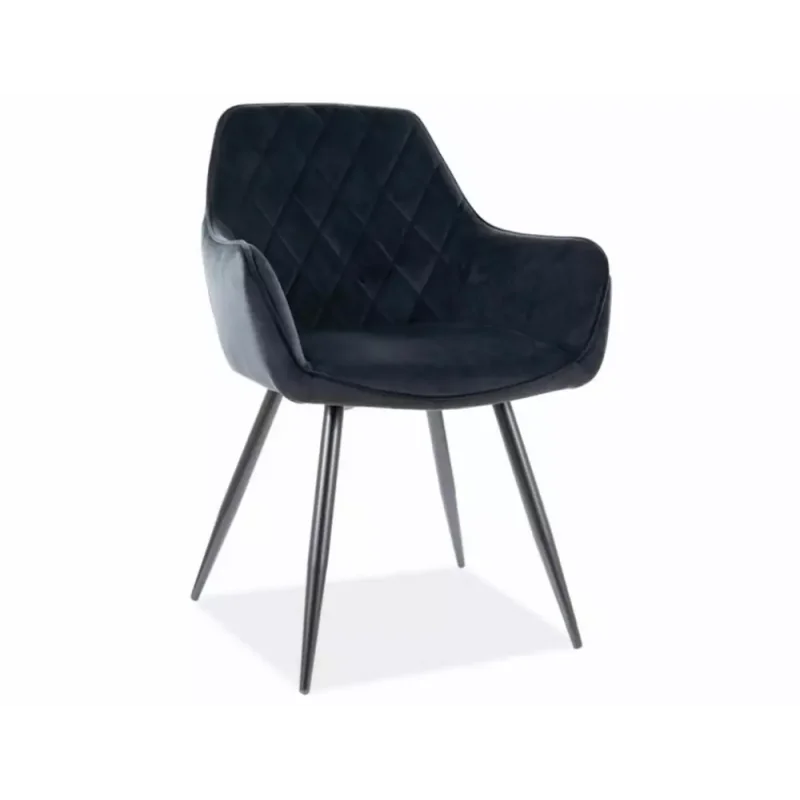 Καρέκλα με μπράτσα Linea σε μαύρο βελούδο 57 x 58 x 87cm