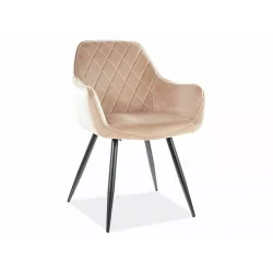 Καρέκλα με μπράτσα Linea σε μπεζ βελούδο 57 x 58 x 87cm