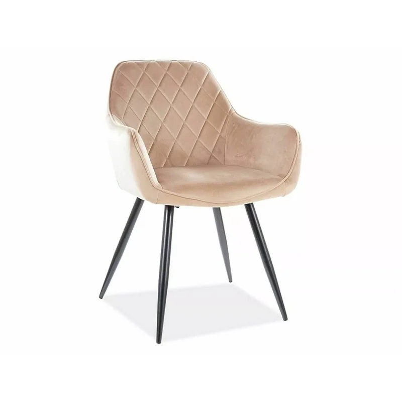 Καρέκλα με μπράτσα Linea σε μπεζ βελούδο 57 x 58 x 87cm