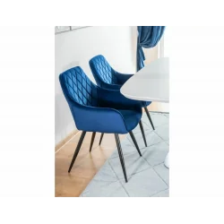 Καρέκλα με μπράτσα Linea σε μπλέ βελούδο 57 x 58 x 87cm